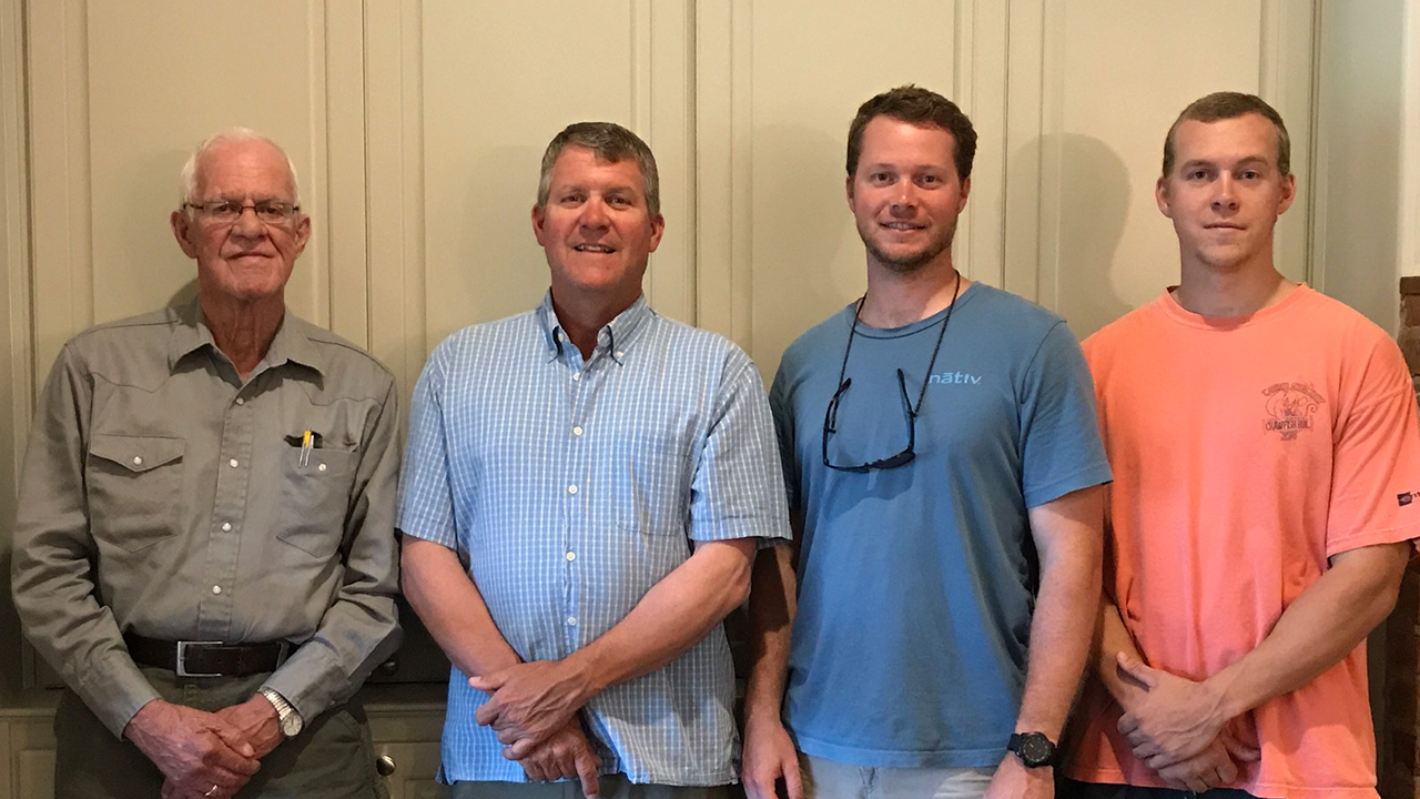 Bill Vaughan with son William Vaughan and grandsons Will Vaughan and Tyler Vaughan, all of whom are part of the Entergy family.